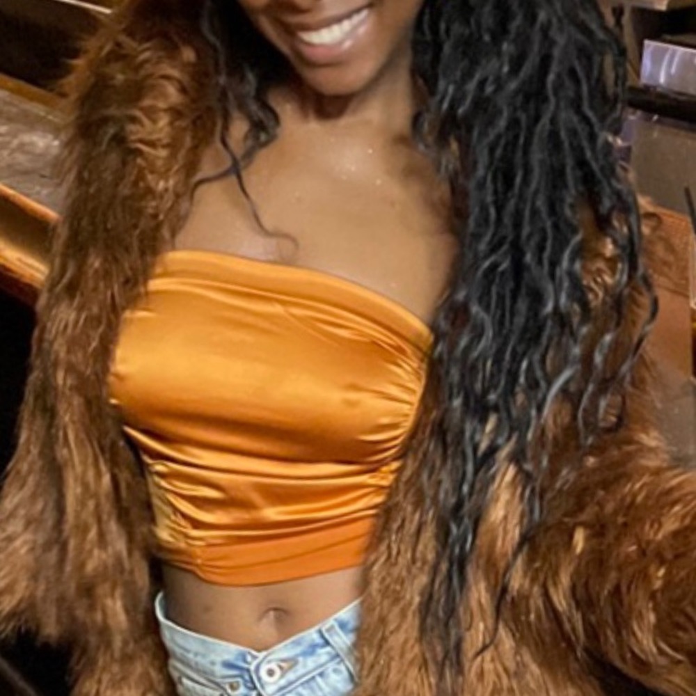 Free People Intimately Orange Satin Tube Top